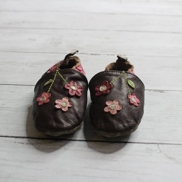 Tommy Tickle Baby Girl Genuine Leather Soft Sole Crib Shoes Brown 0-6 Mo - Picture 3 of 6